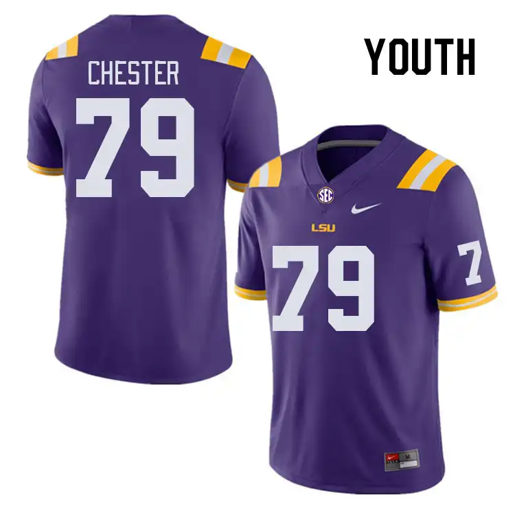 Youth LSU Tigers DJ Chester #79 Purple NCAA Football Jersey